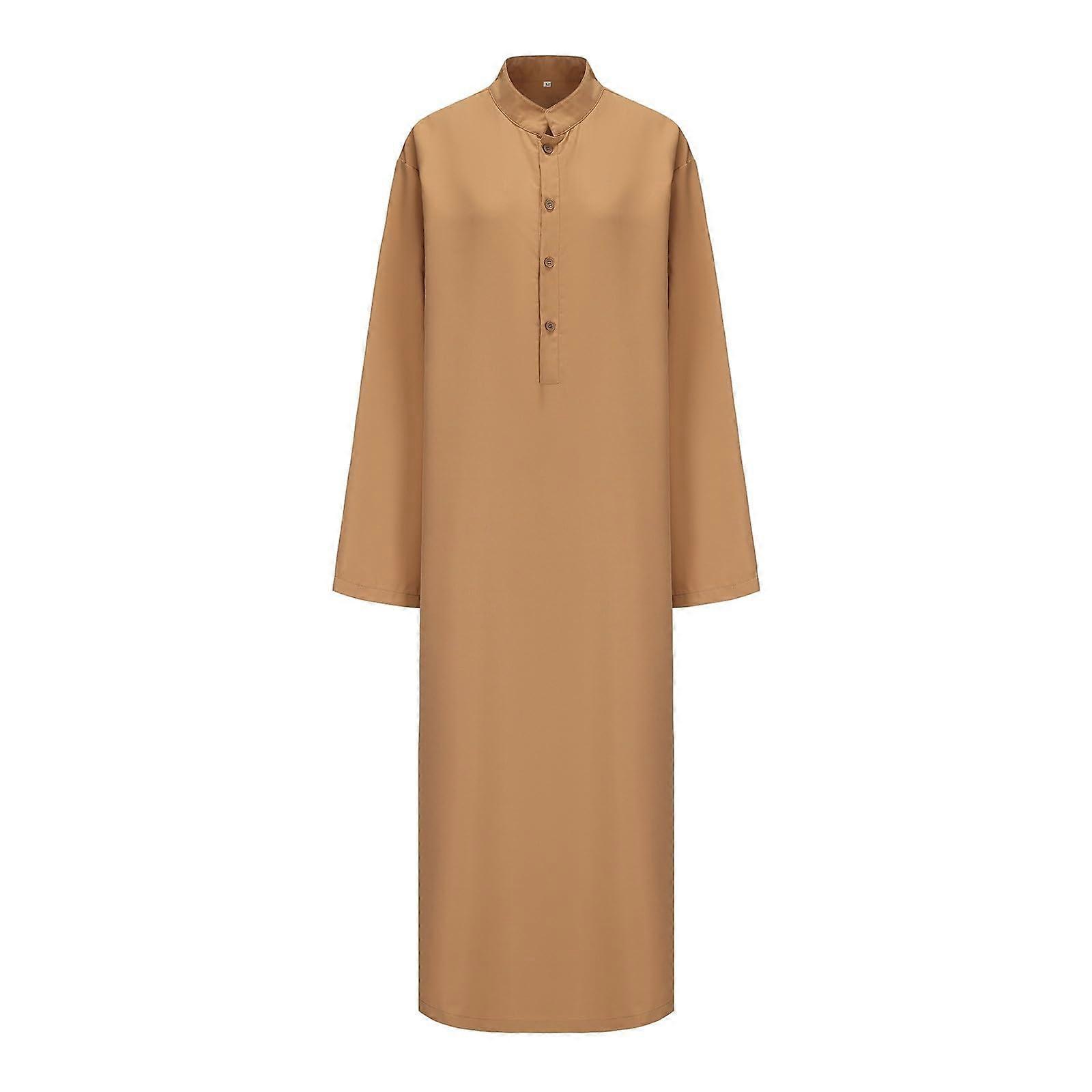 Muslim Clothes Men's Kaftan Long Sleeve Kaftan Men's Long Thobe with Pockets, Universal Fit in Different Sizes