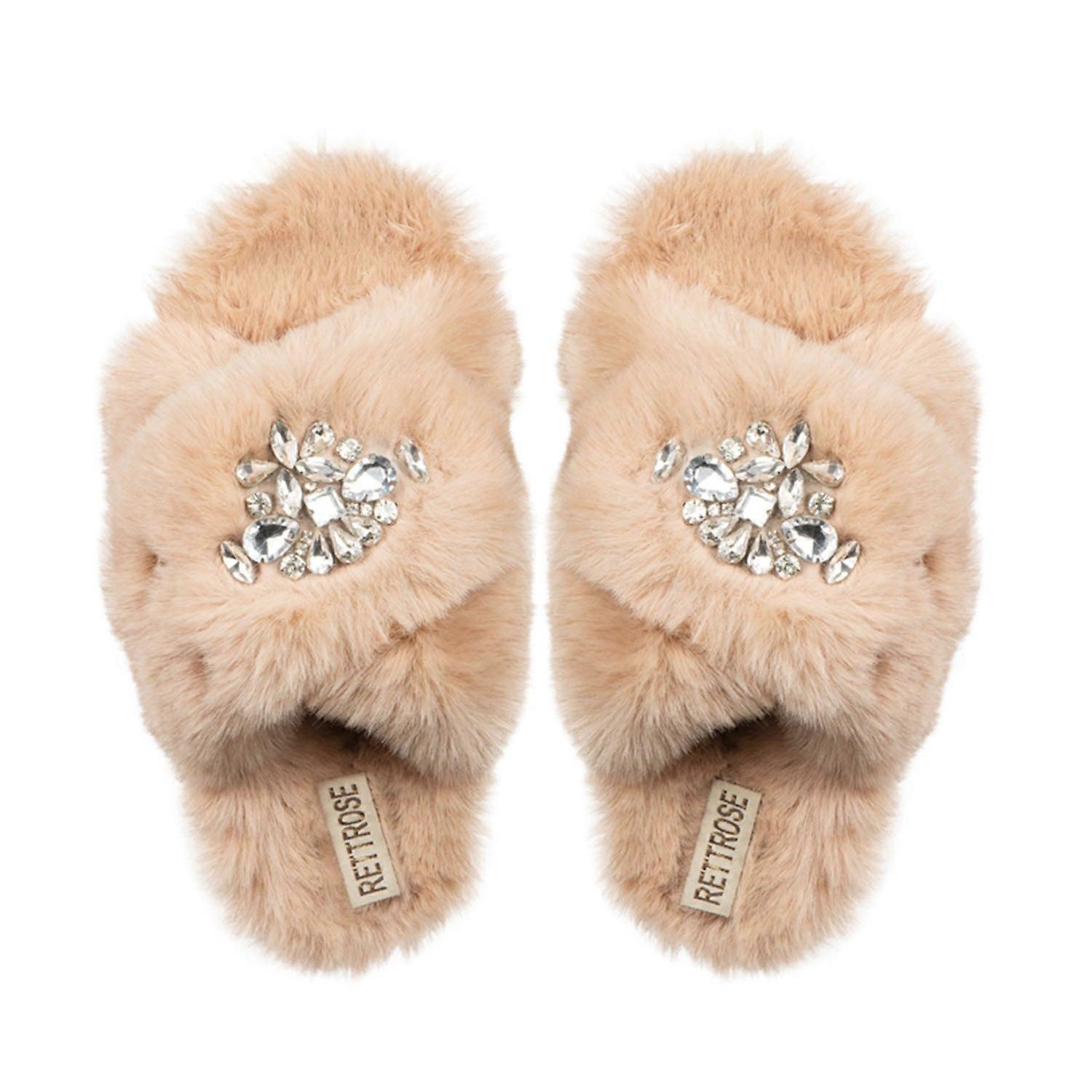 Audrey mink luxury plush diamanté embellished handmade slipper