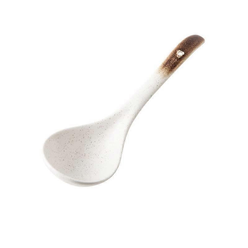 Soup Spoons Large Ceramic Porridge Spoon with Long Handle for Dinner and Table Use - Color B
