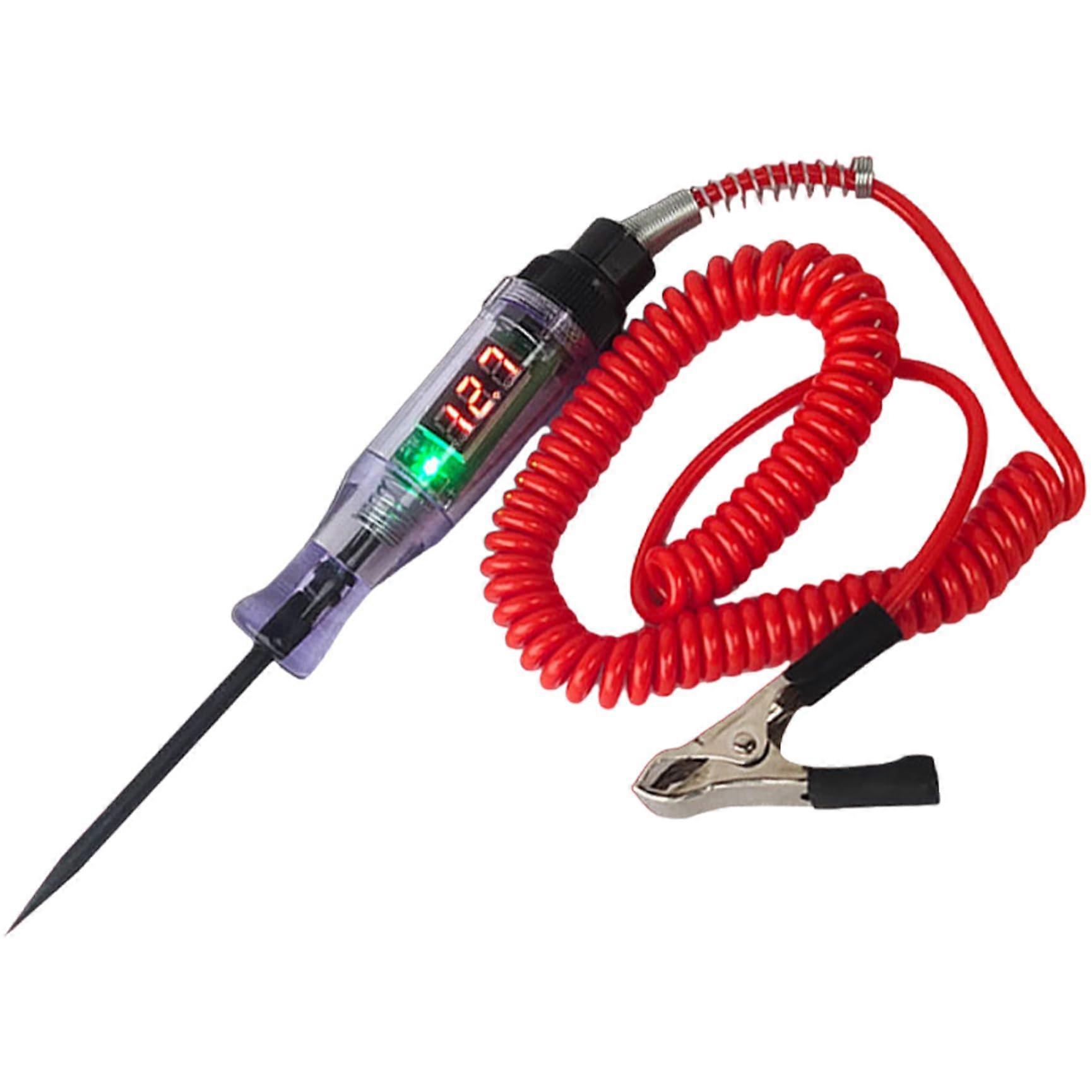 Test Light For Auto Digital Display 5-90V Car Battery Tester With Probe 24-71 Spring Wire Clip Handheld Circuit Tester