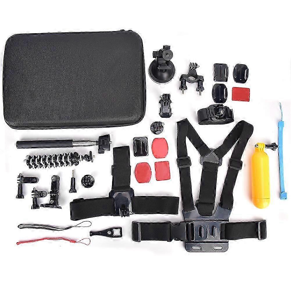 Portable 15-in-1 Action Camera Tool Set with Chest Mount Bracket Selfie Stick