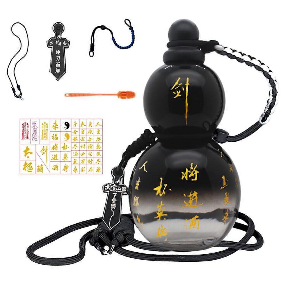 Pumpkin Kettle in Retro Style, 800ml Sports Kettle, Portable Fitness Kettle (Gradient Black)