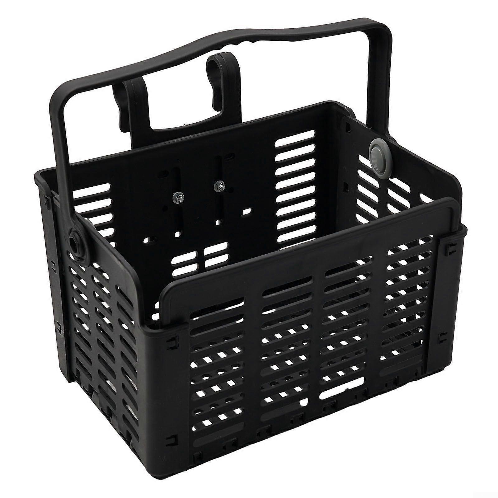 Bicycle Basket For Foldable Detachable Carrier Handlebar Front Anti Scratch Solid PP Black 31.5x22.5x20.5cm