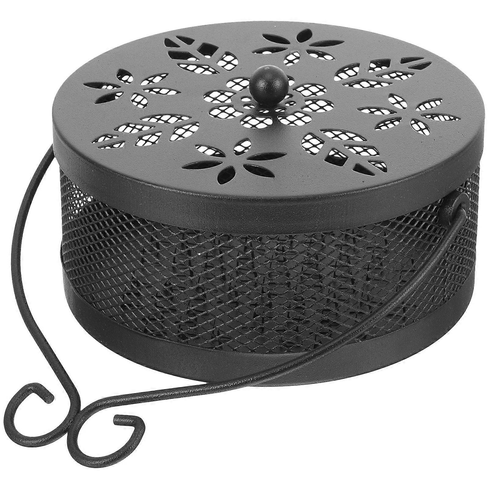 Incense Coil Holder Storage Holder Black Metal for Anti-Scalding Indoor Use 1Set