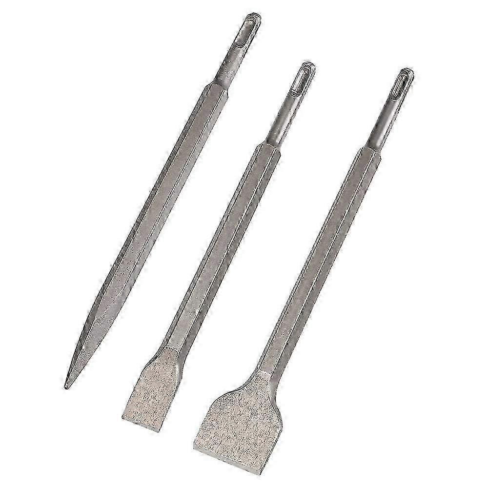 3-Piece Chisel Set for Light Drills and Impact Hammers - Suitable for Concrete, Tile, and Block Work
