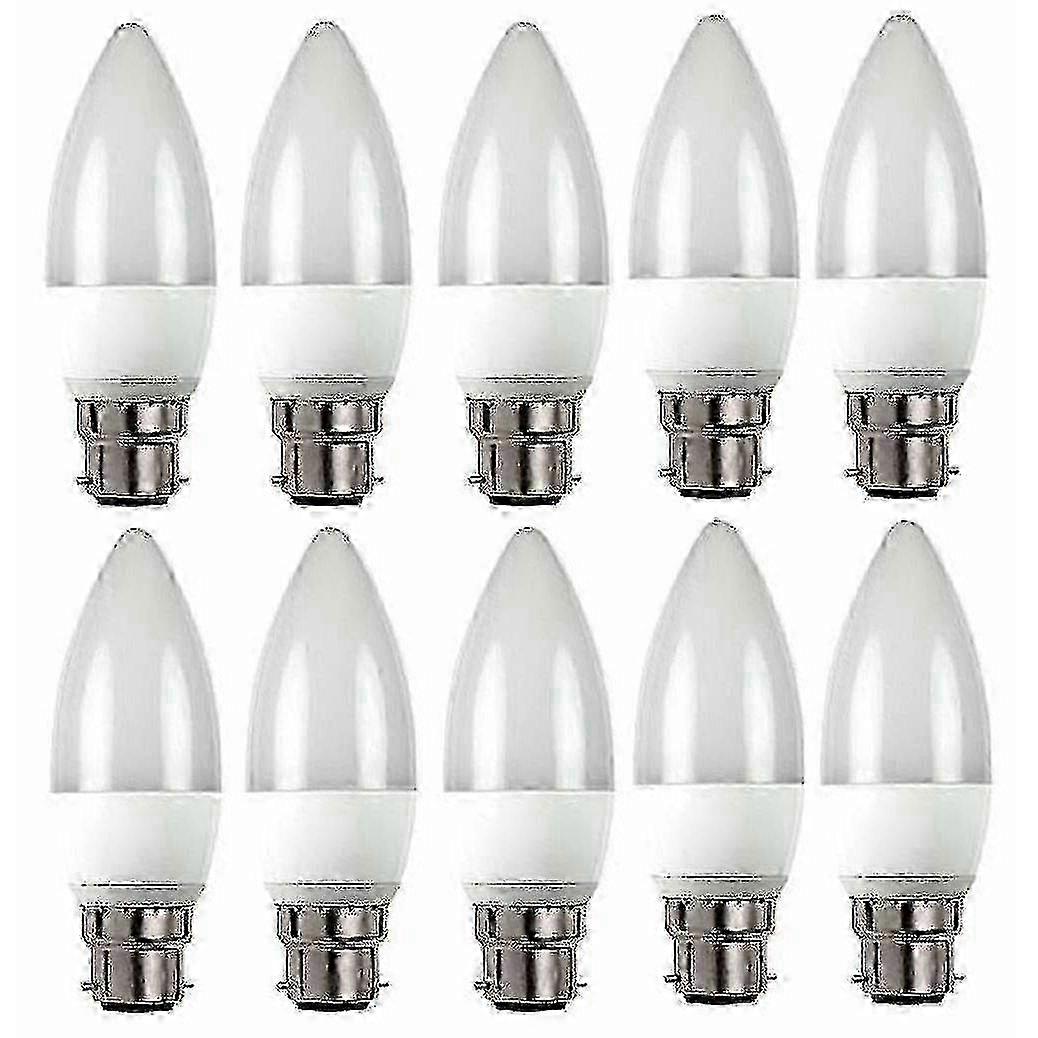 10 パック 3W B22 LED キャンドル電球 (クールホワイト) バヨネットキャップ付き エネルギー効率の高い照明