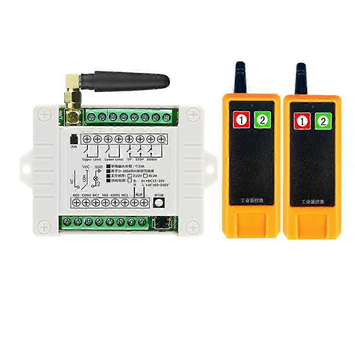 433MHz Industrial Wireless Remote Control Switch, DC 12V/24V/36V, 2CH RF Receiver