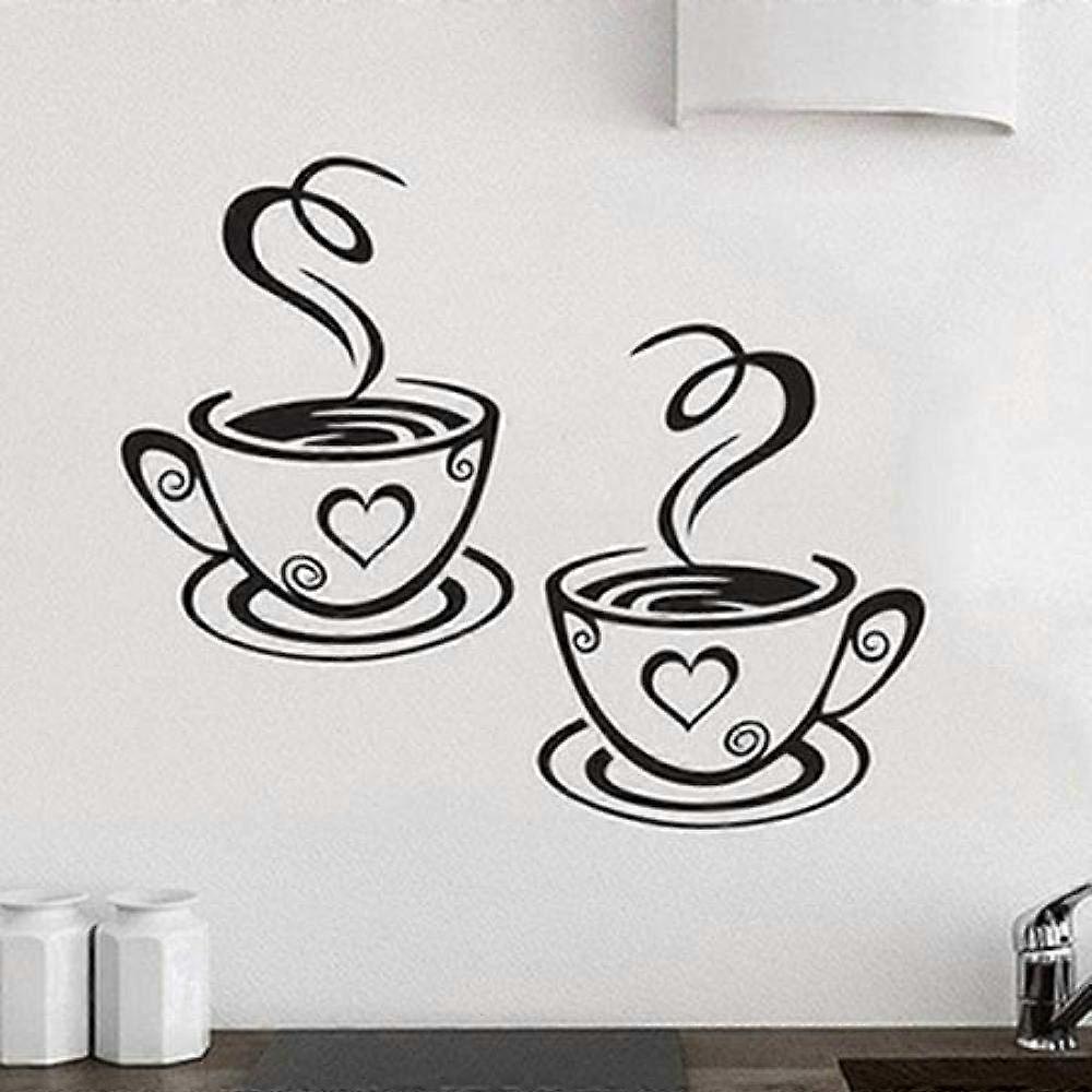 Coffee Cups Pattern Wall Sticker for Home Kitchen Cafe Decor