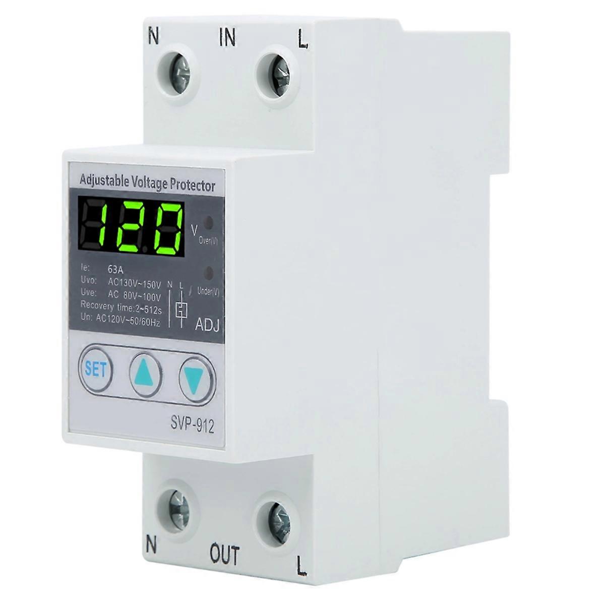 SVP912 80A 120V AC Adjustable Self Recovery Under Voltage Current Protector Voltage Automatic Reset