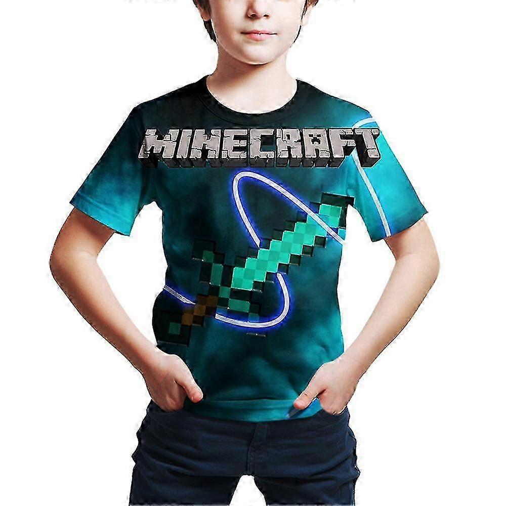 Minecraft παιχνίδι τυπωμένο αγόρι κοντό μανίκι T-shirt κορυφές καλοκαίρι Tee