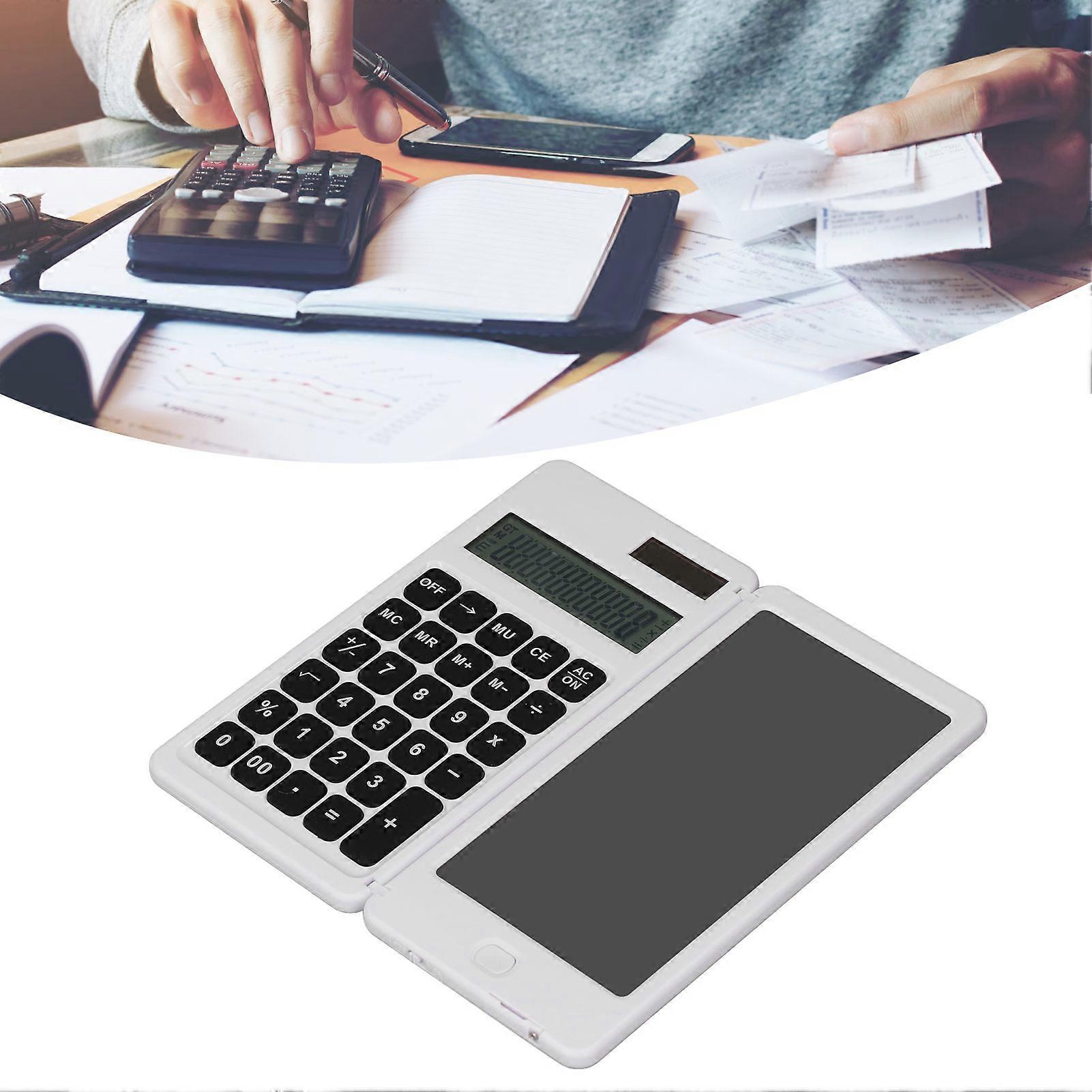 Office Desk Calculator Solar Powered 160x78mm White with Tablet