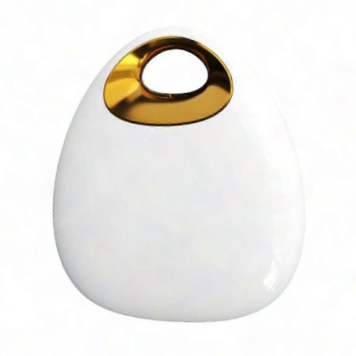 Handcrafted Ceramic Vase with Wooden Frame - Bohemian Style Home Decor in White Gold Finish