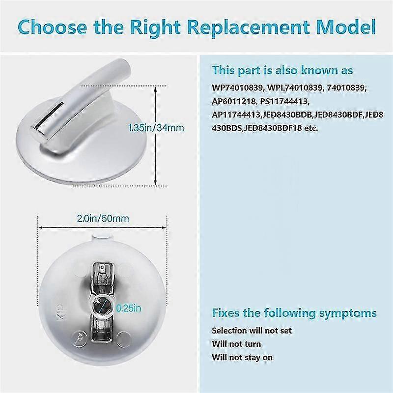 Συσκευασία 4 τεμαχίων 74010839 για ανταλλακτικά κουμπιού καυστήρα για σόμπα Jenn Air/κουζίνα - Αντικαθιστά τα WP74010839, 77