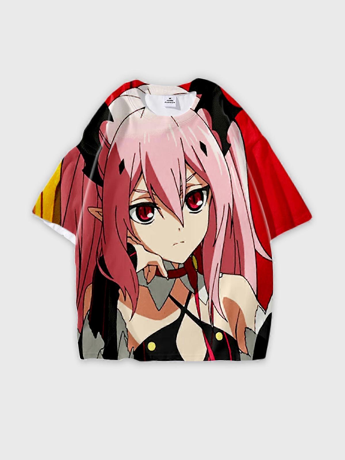T-Shirt Round Neck, Loose Short Sleeve Seraph of the end Krul Tepes Graphic Tee, Unisex Summer Casual Top U3007