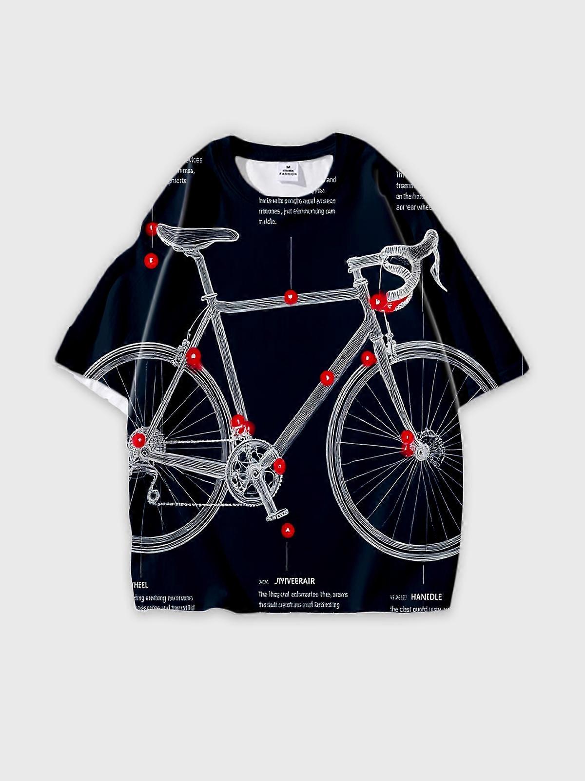 T-Shirt Round Neck, Loose Short Sleeve Pattern Graphic Tee, Unisex Summer Casual Top V3167
