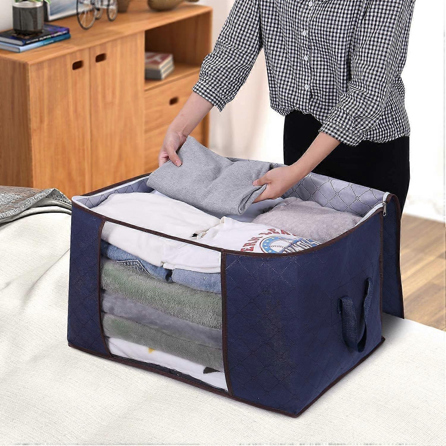 Large Capacity Clothes Storage Bag Organizer with Reinforced Handle Thick Fabric for Comforters