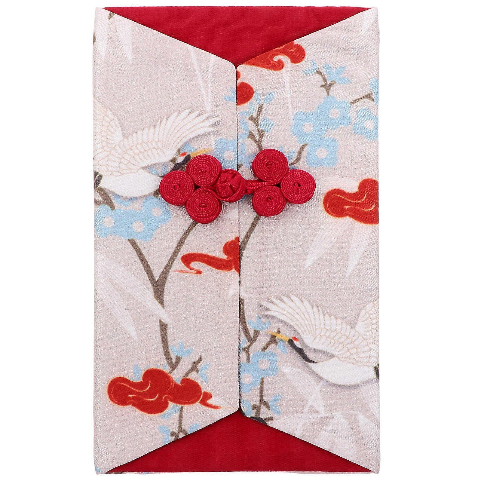 Chinese New Year Red Packet Gift Container Rectangular Emulation Silk 1Pcs