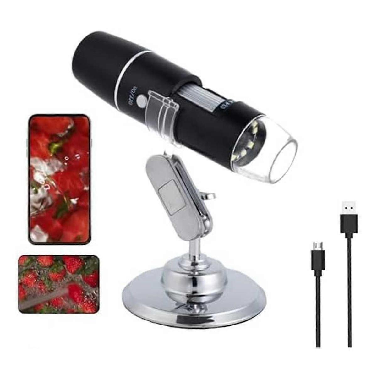 Wireless Digital Microscope, Handheld USB Inspection Camera 50X-1000X Magnification for Stand, Andr