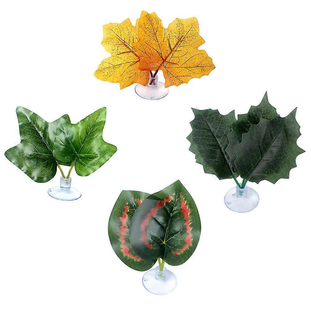Aquarium Leaf Hammock for Fish Tank Resting Bed 4Pcs Plastic Assorted Color