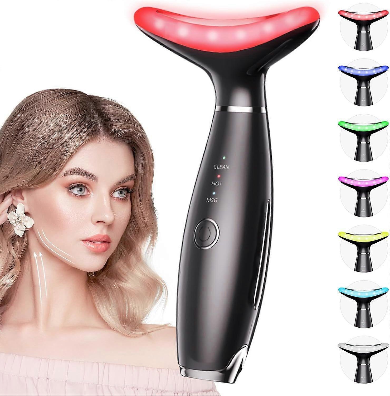 7 Color Galvanic Machines - Red Light Therapy for Face and Neck, Face Massager Tool for Wrinkles(Black)