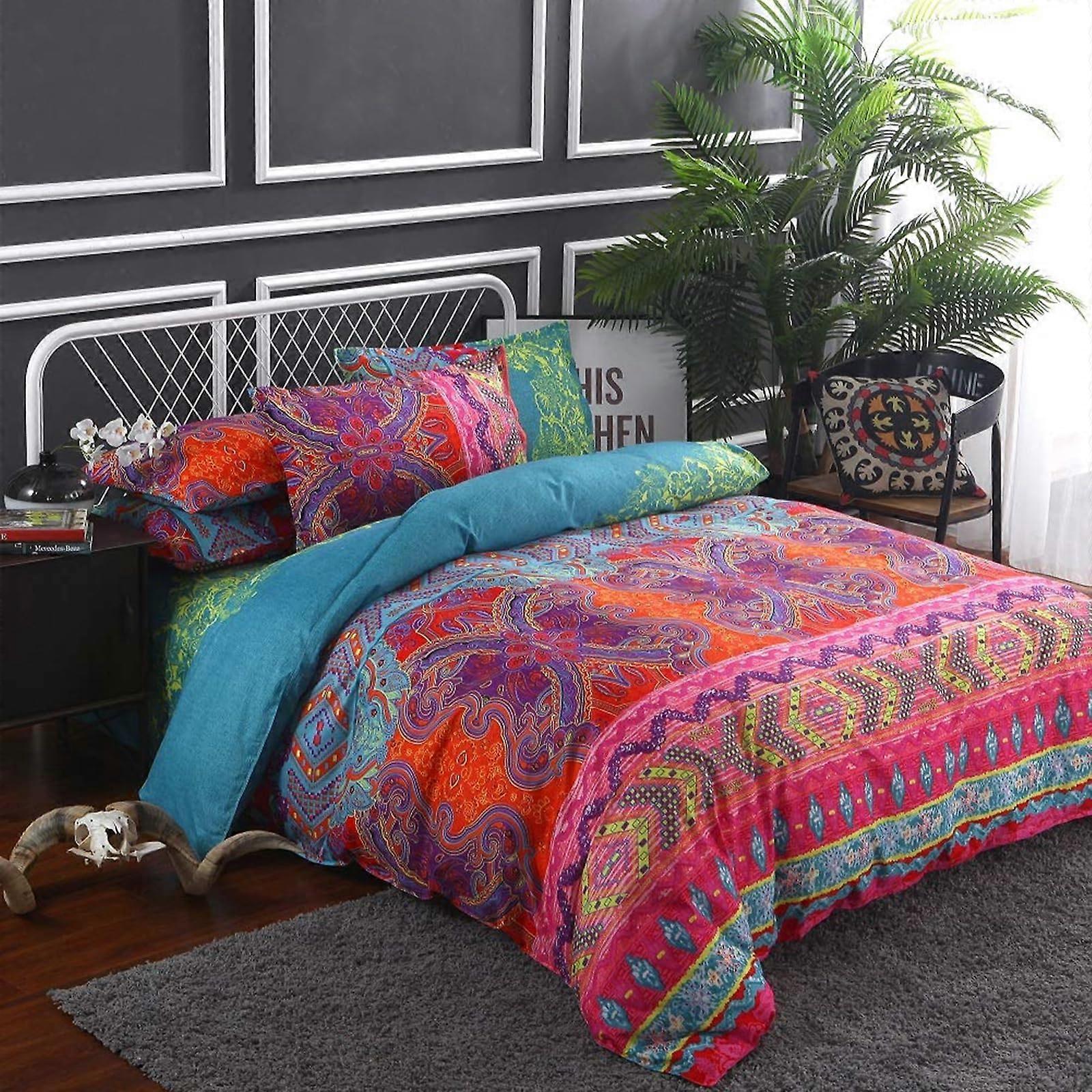 King Size Duvet Cover Sets Bohemian Bedding Boho Pink King Duvet Cover 230x220 cm Zipper Closure With 2 Pillowcases