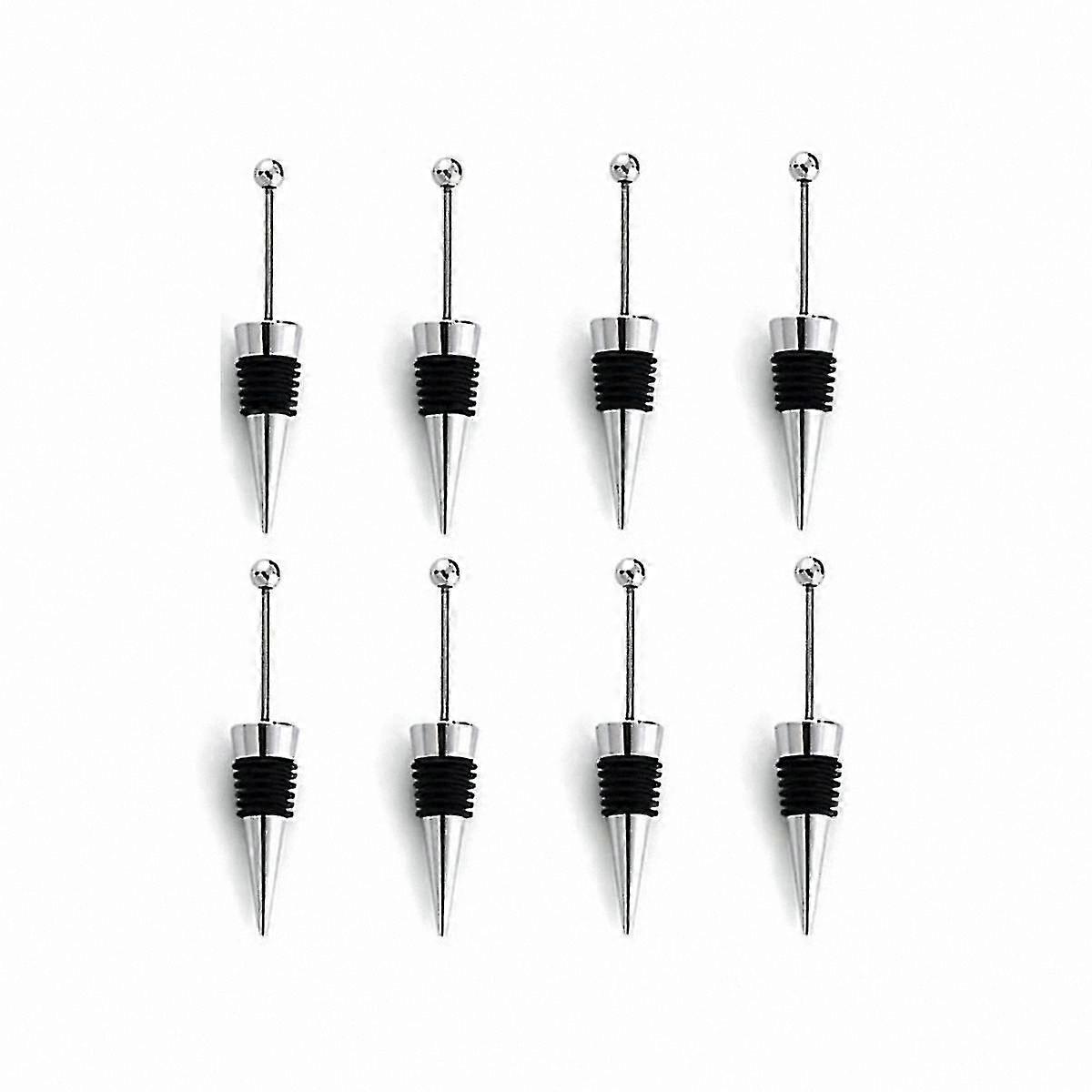 8 Pieces Reusable Wine Bottle Stoppers, Silicone and Metal Wine Savers for Beer and Wine, Durable Cork Shape Design for Wine Preservation