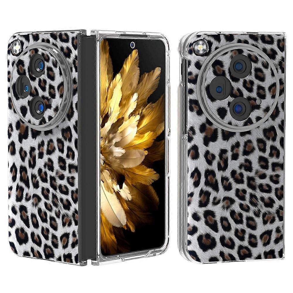 Compatible For Oppo Find N3 5G / OnePlus Open Case Leopard Print Texture PU Covered Hard PC Phone Shell