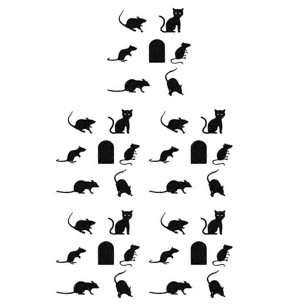 35pcs Cat Mouse Window Cling Spooky Removable Window Sticker Halloween Decor