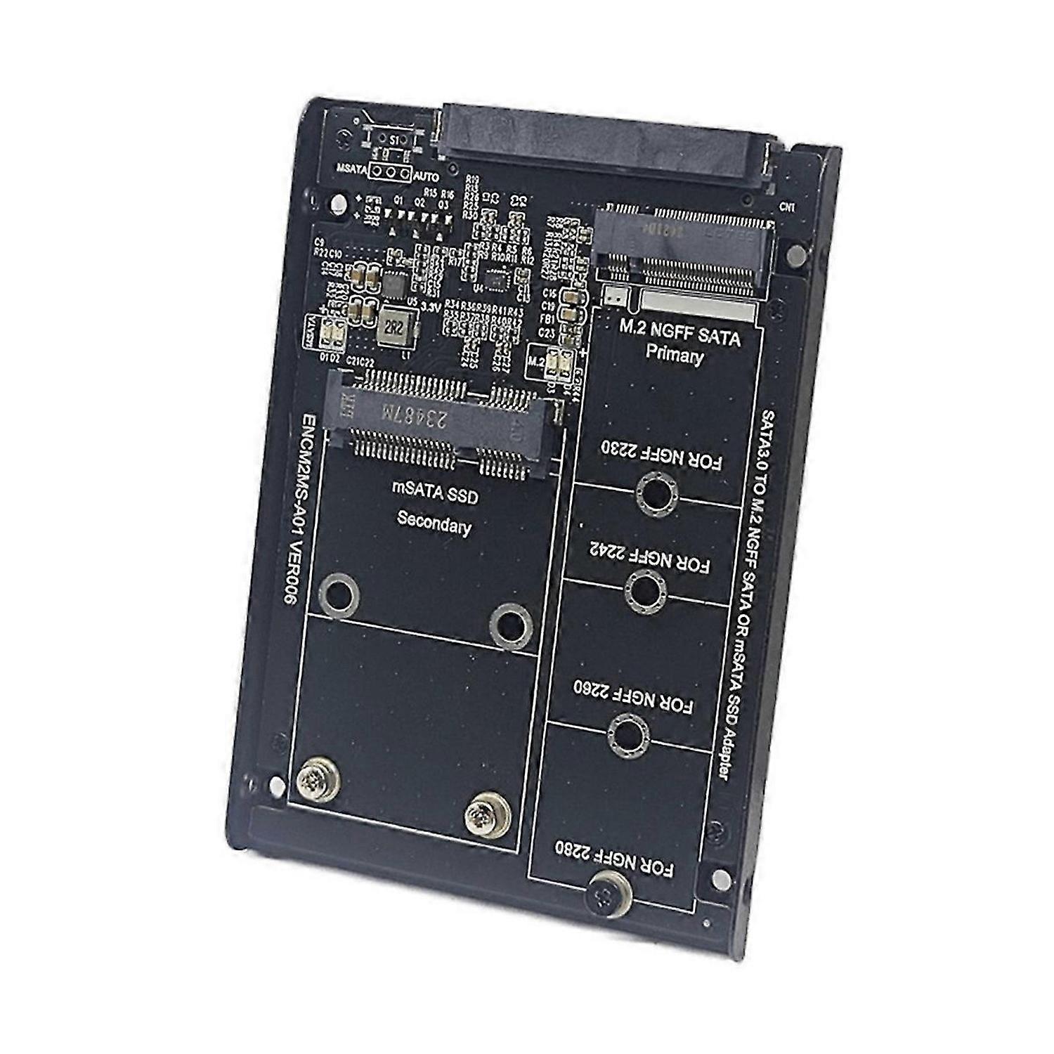 M.2 NGFF&MSATA to SATA3.0 6Gbps 2.5In Adapter Card SSD Case Enclosure