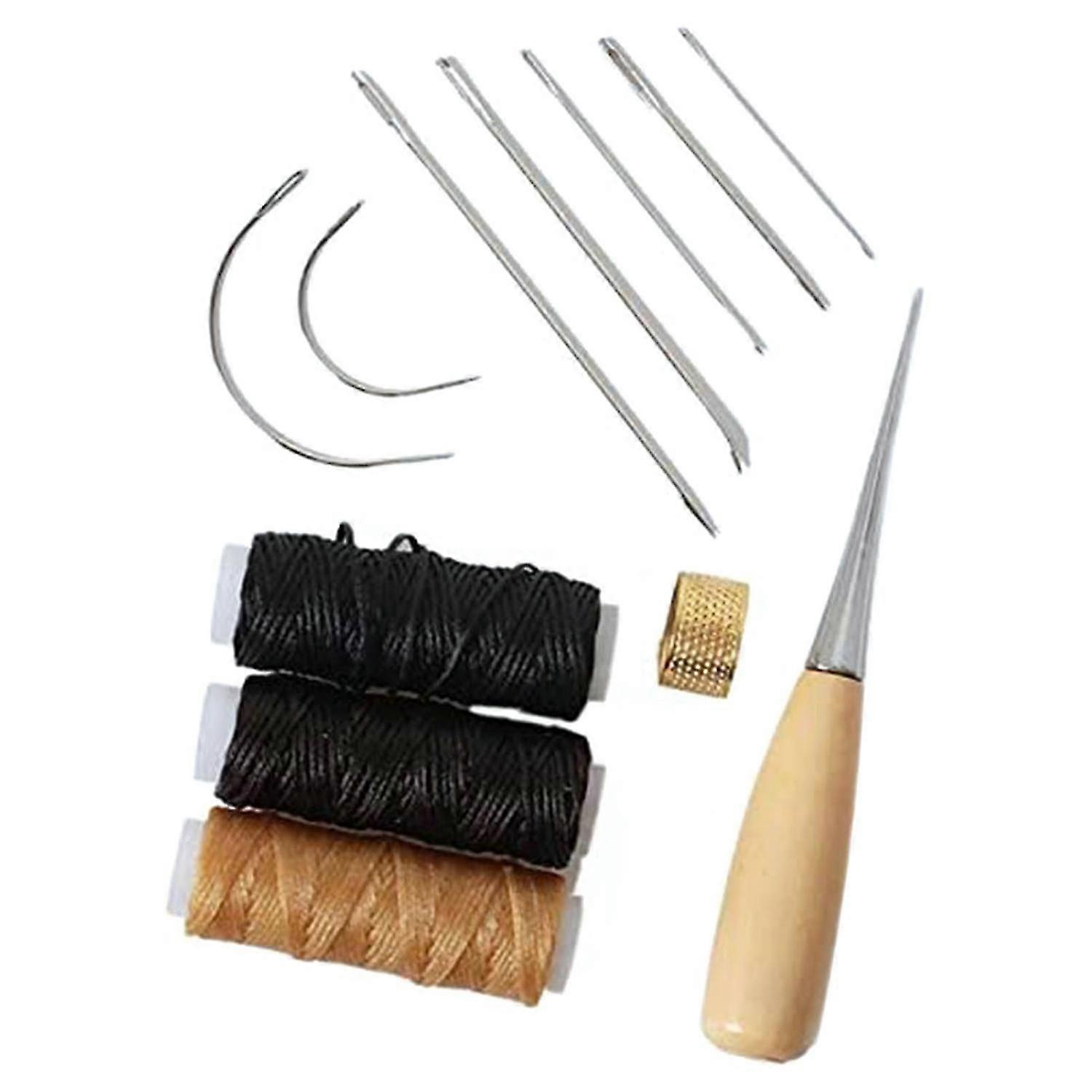 DIY leather stitching tools 12pcs needles waxed thread awl