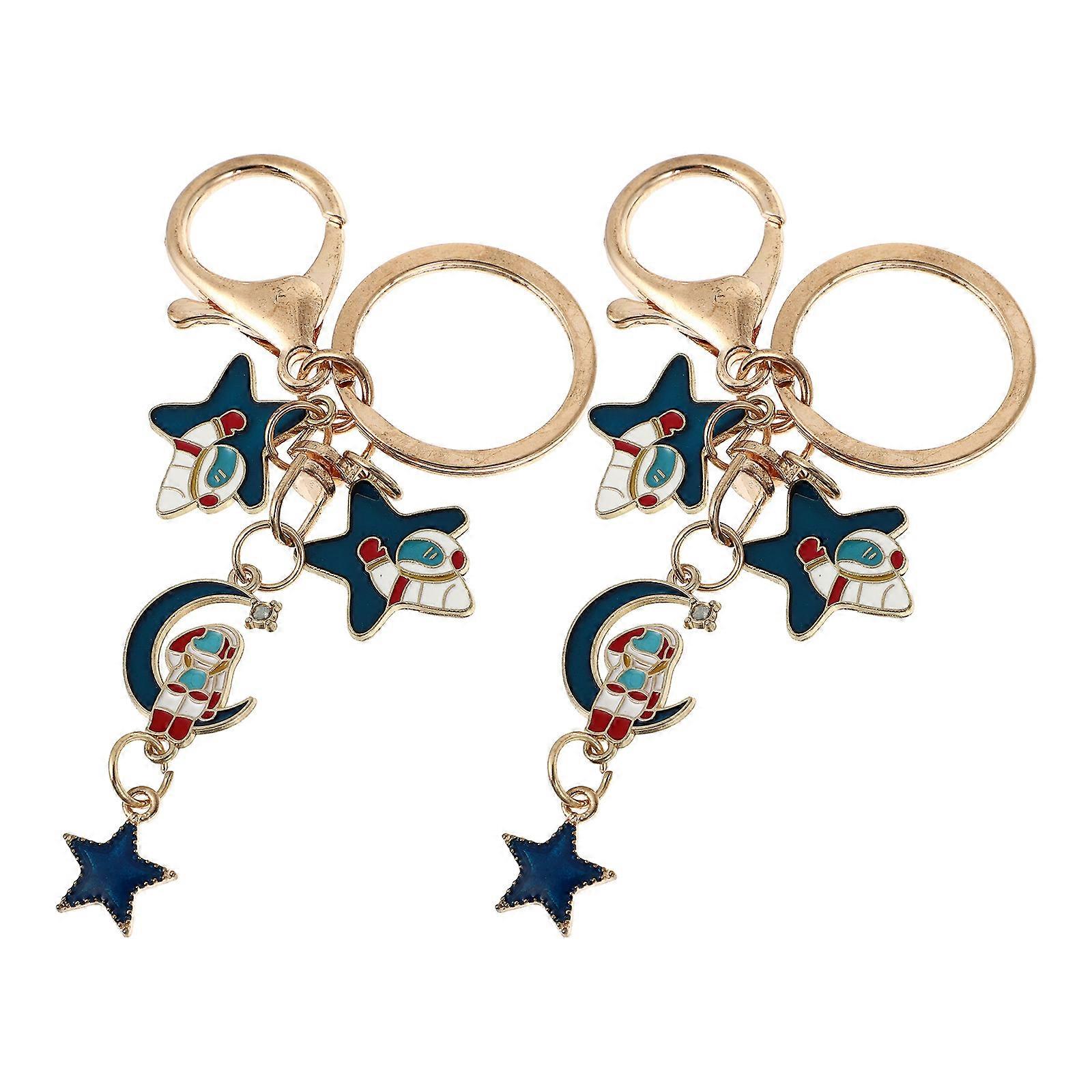 Astronaut Key Chain 2Pcs Metal Bag Hanging Pendant for Key Use