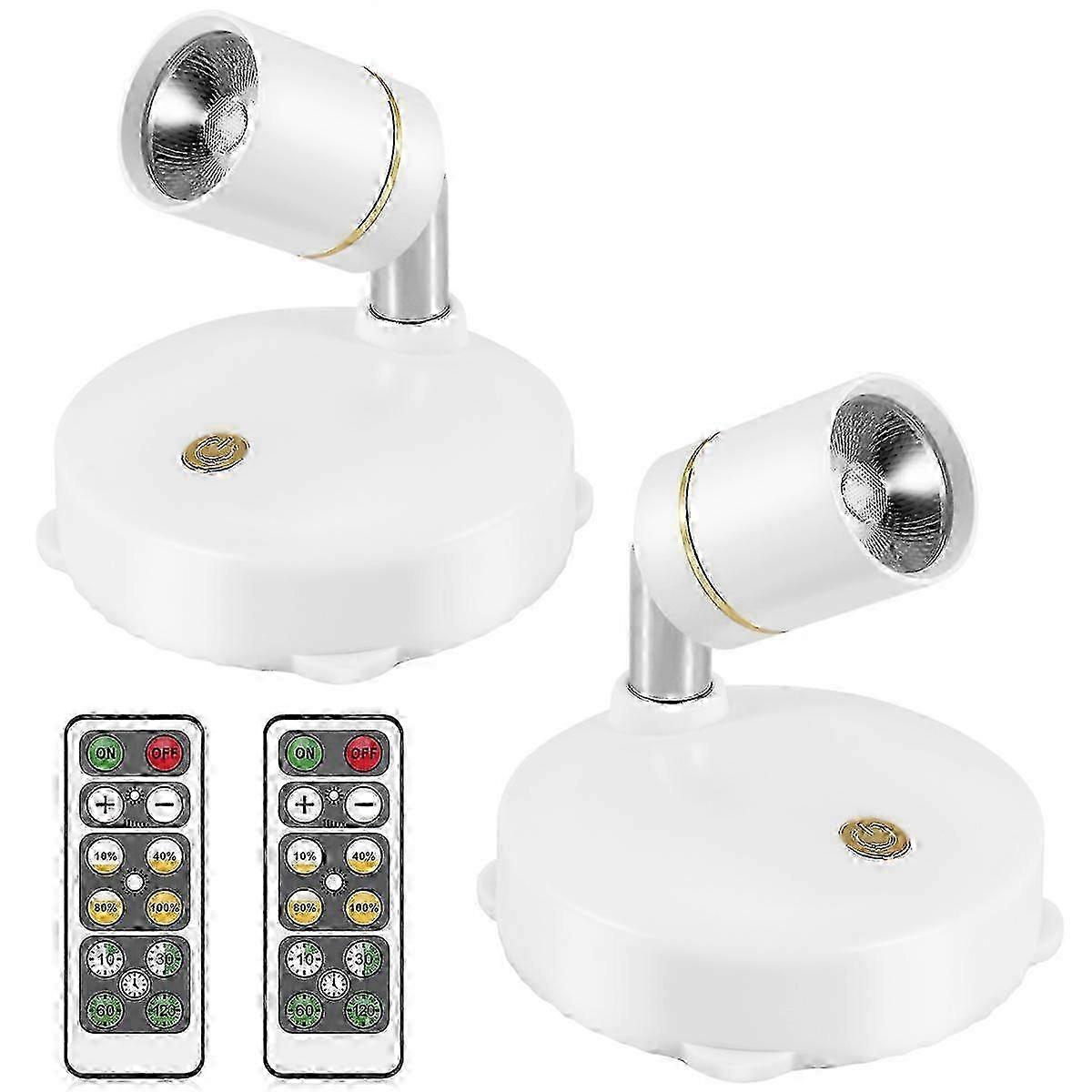 Wireless Spot Lights, Battery Operated Rotatable Wall Lights for Shed Garage Lighting (2 Pack)