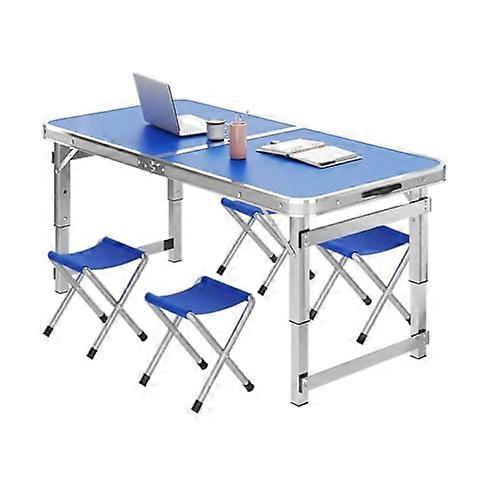 Large Portable Aluminum Camping Table Set Adjustable Height Foldable Stools For Picnics Tailgating Barbecues