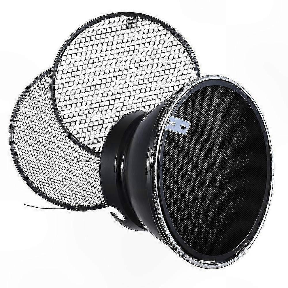 7" / 180mm Universal Mount Reflector with Diffuser Shade and 10/30/50 Honeycomb Grid Options for Studio Lighting