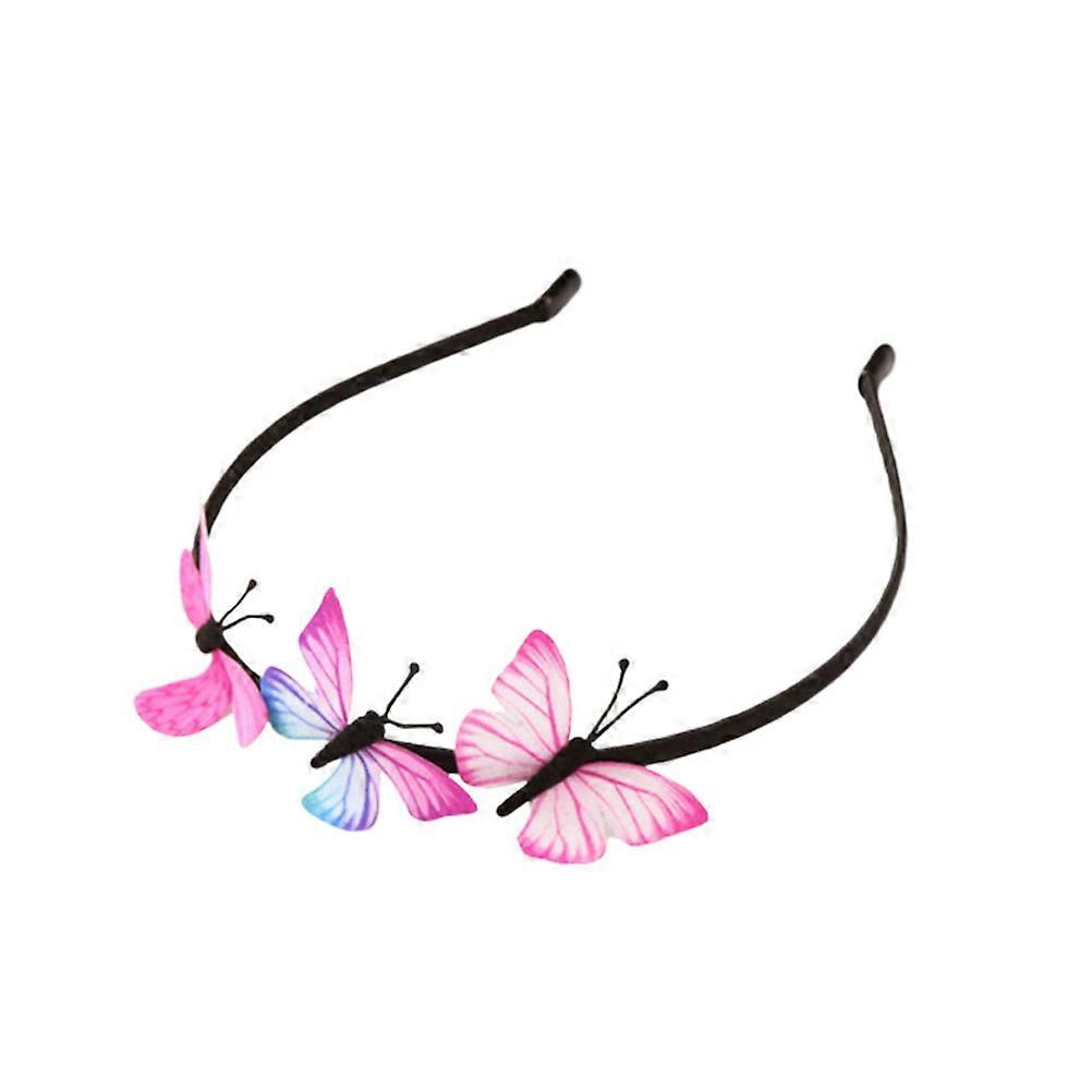 Artifitial Headband Butterfly Cloth Fairy Headwear for Decoration 2Pcs