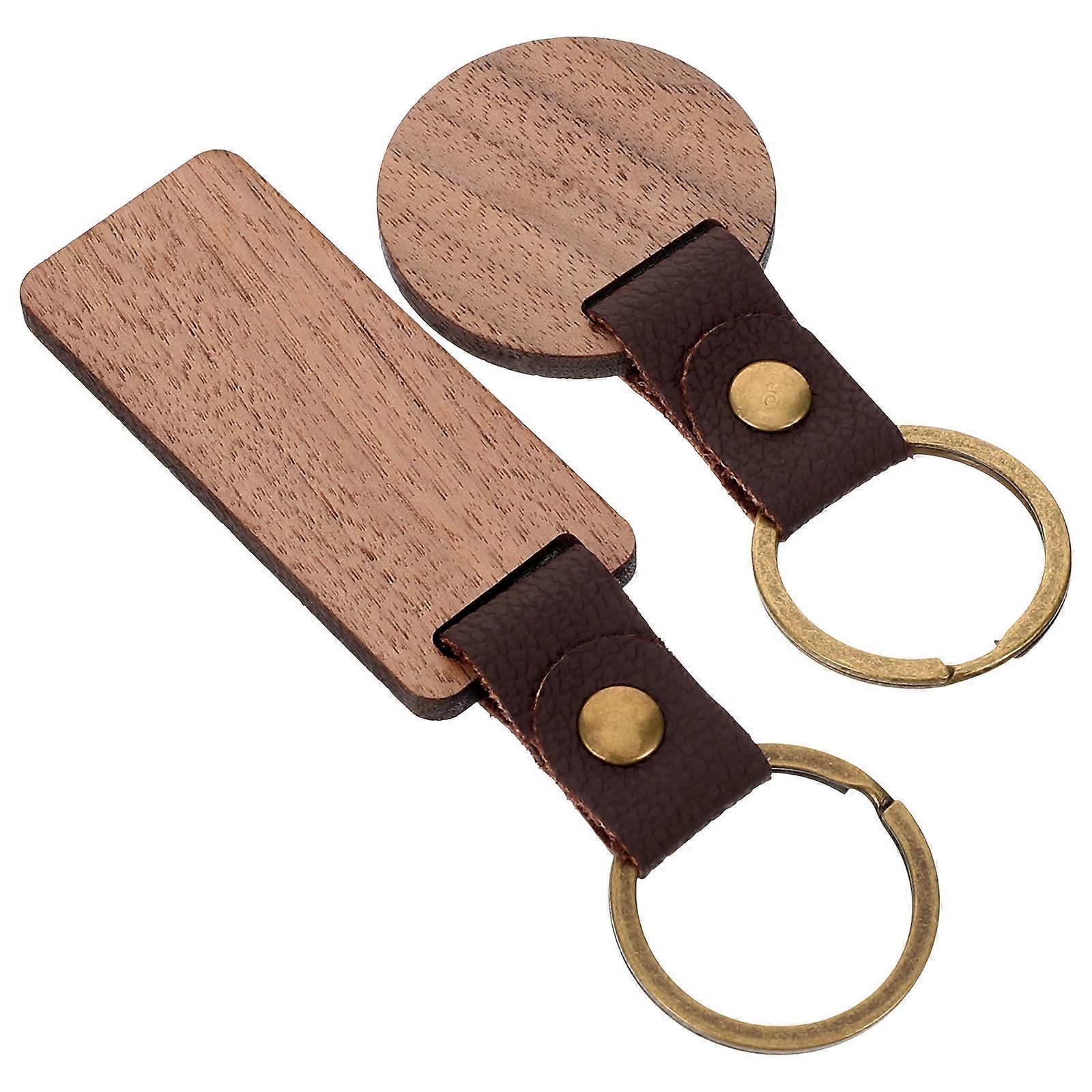 Wood Keychain Decor for Hanging Ornaments 2Pcs DIY Wood Key Chain Set