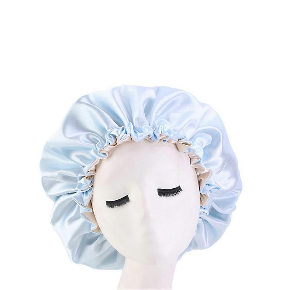 Perm Hat Double Layer Sleeping Cap for Woman Light Blue