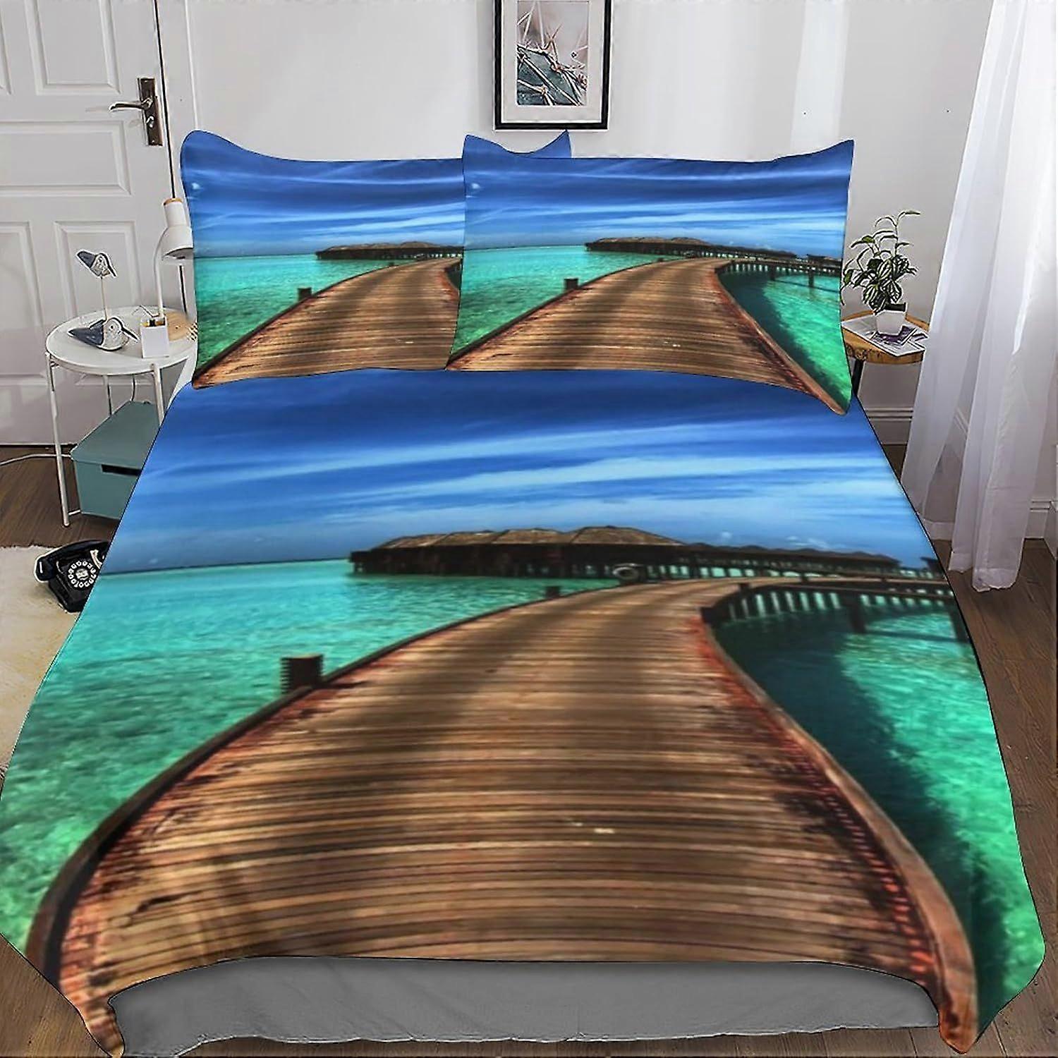 u383 Abstract Art Beautiful Nature Dimensional Printed Microfibre Duvet Cover And Sheet Set, Soft And Beautiful Microfibre Pillowcases, with Invisible
