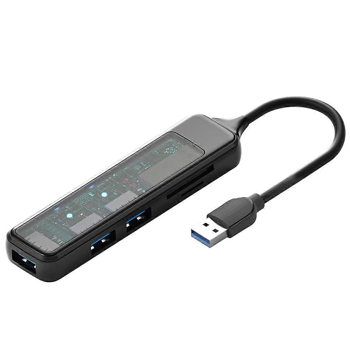 USB A Hub 5In1 Multiport USB 3.0/2.0 Ports, SD/TF Card Reader, Dock For Phone, Mouse, Keyboard, Network Card, Black 2