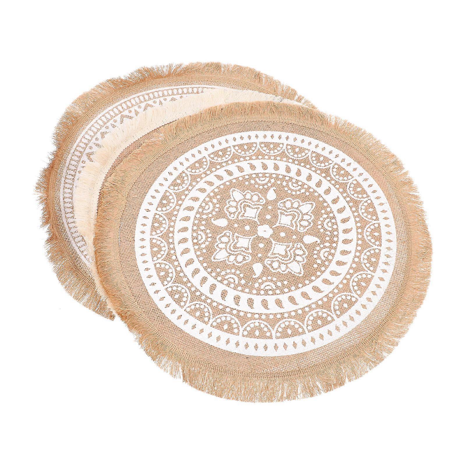 Khaki Macrame Placemats for Home Dining Table Use 6Pcs Set