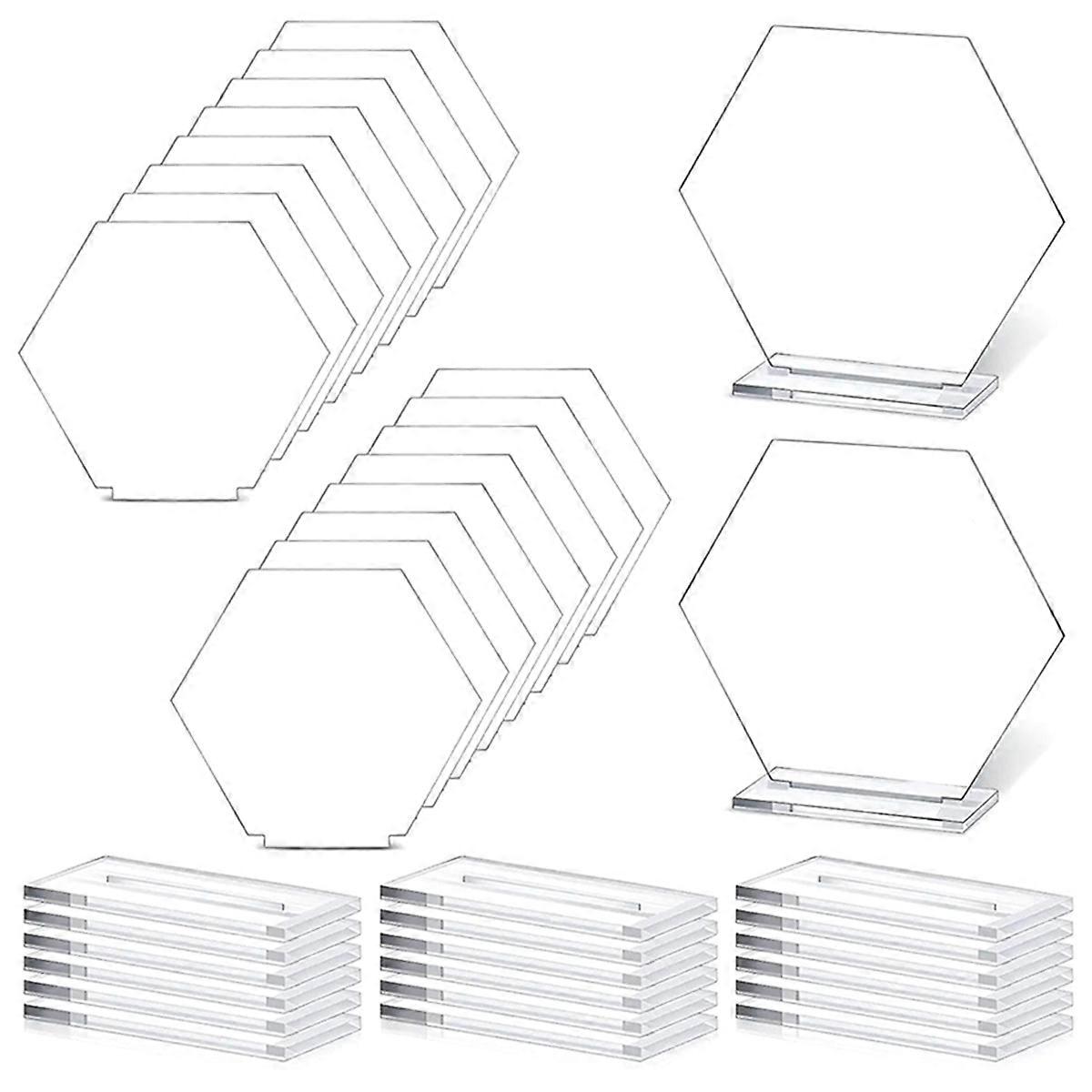 18PCS Acrylic Table Numbers Hexagon Table with Holder for Party Decor
