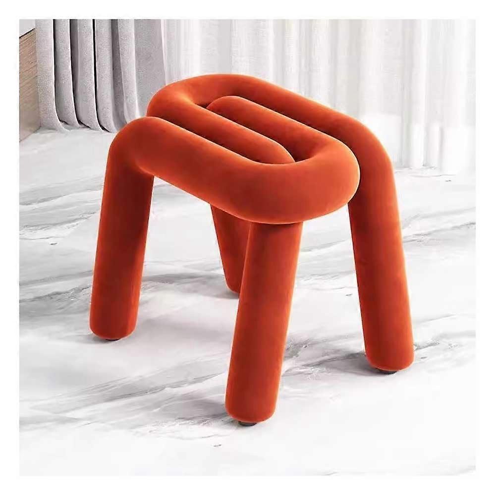 Orange Shaped Vanity Stool Backless Padded Makeup Pouf Dressing Table Chair Adjustable Size For Bedroom