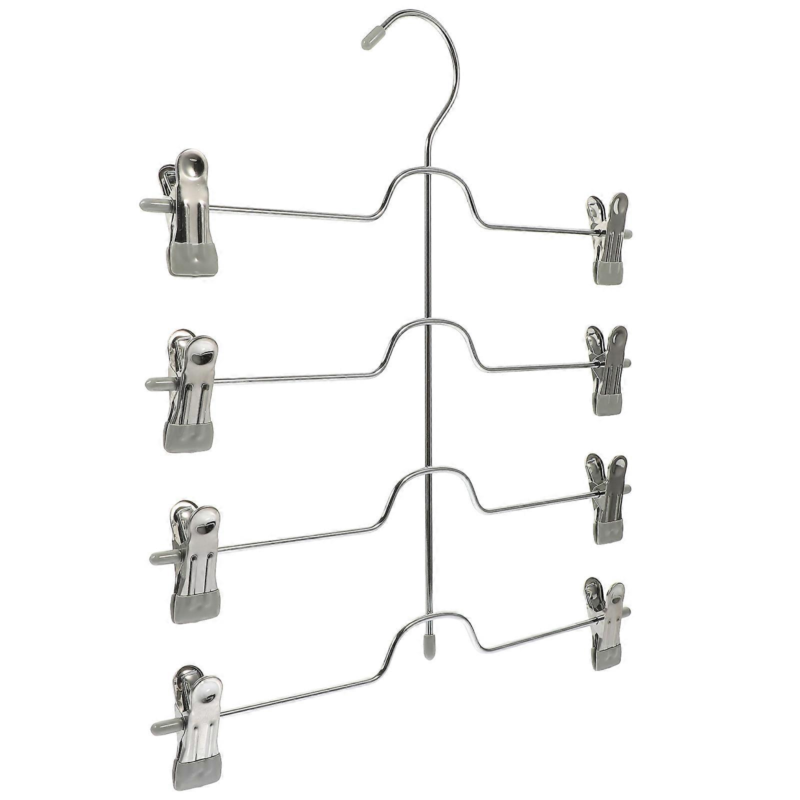 Clothes Hanger 4Pcs Metal Design With Clips Ideal For Pants Socks And Skirts Wrinkle-Free Storage