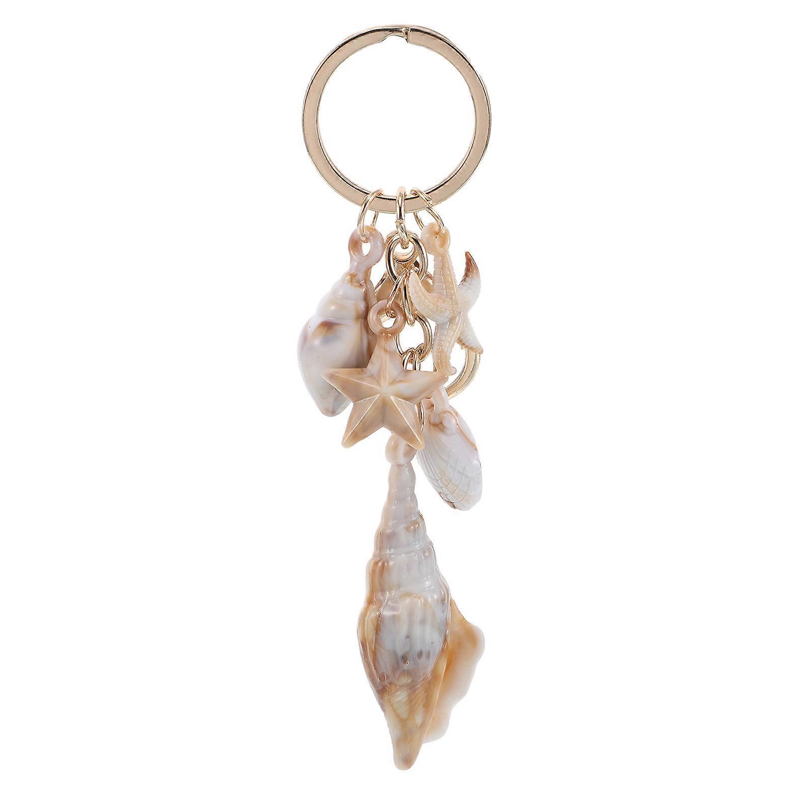 Ocean Themed Keychain 5Pcs Beach Key Ring With Unique Shell Charms Key Organization For Teens Women Multi Color