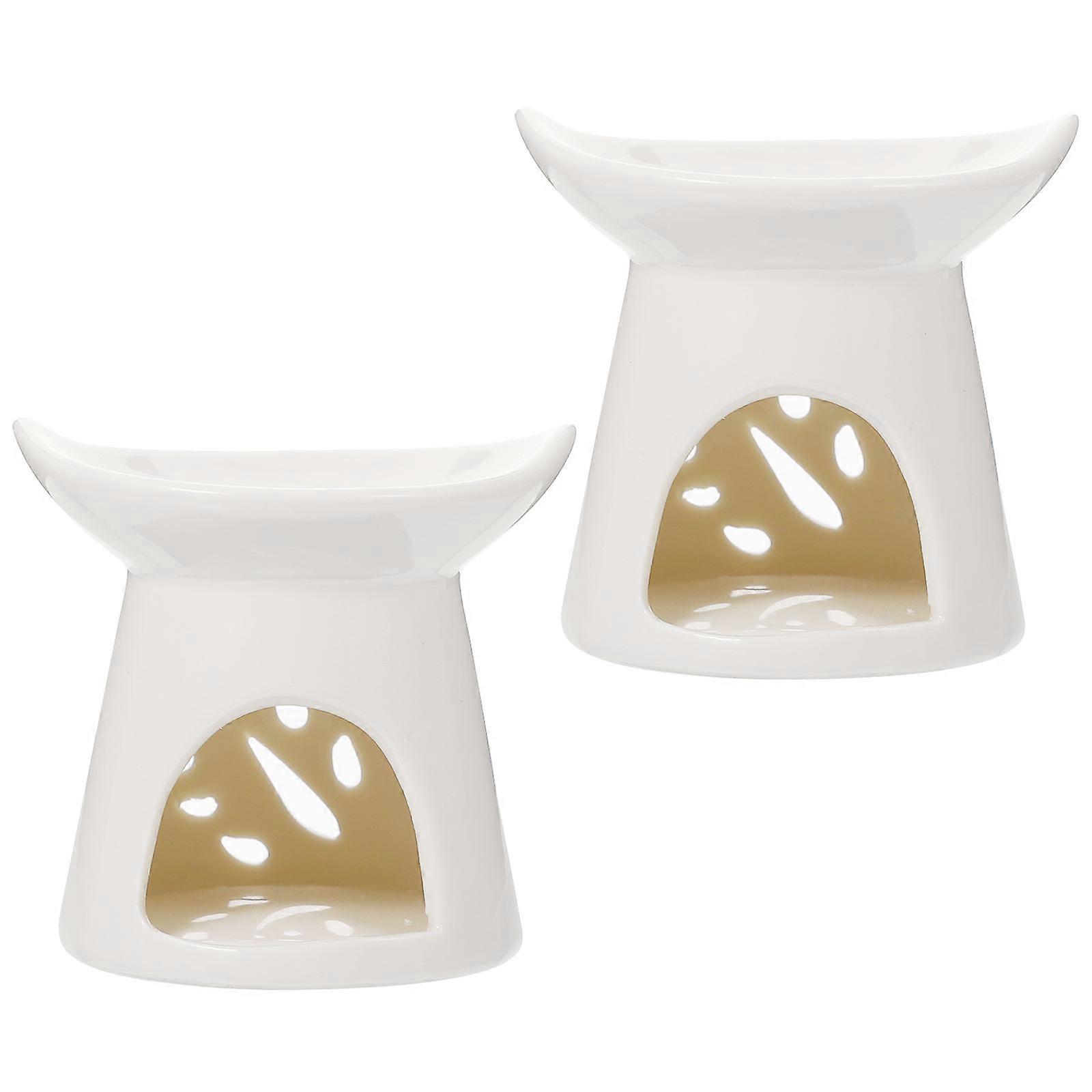 Ceramic Aromatherapy Burner White for Home 4Pcs Decorative Candle Lamp