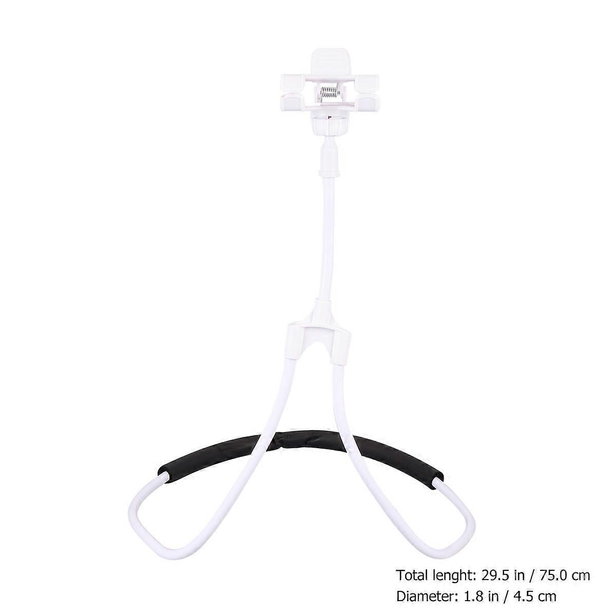 Hands-Free Usage Mobile Phone Neck Hanging Holder U-Shape Selfie Stick 1Pc For Live Streaming White