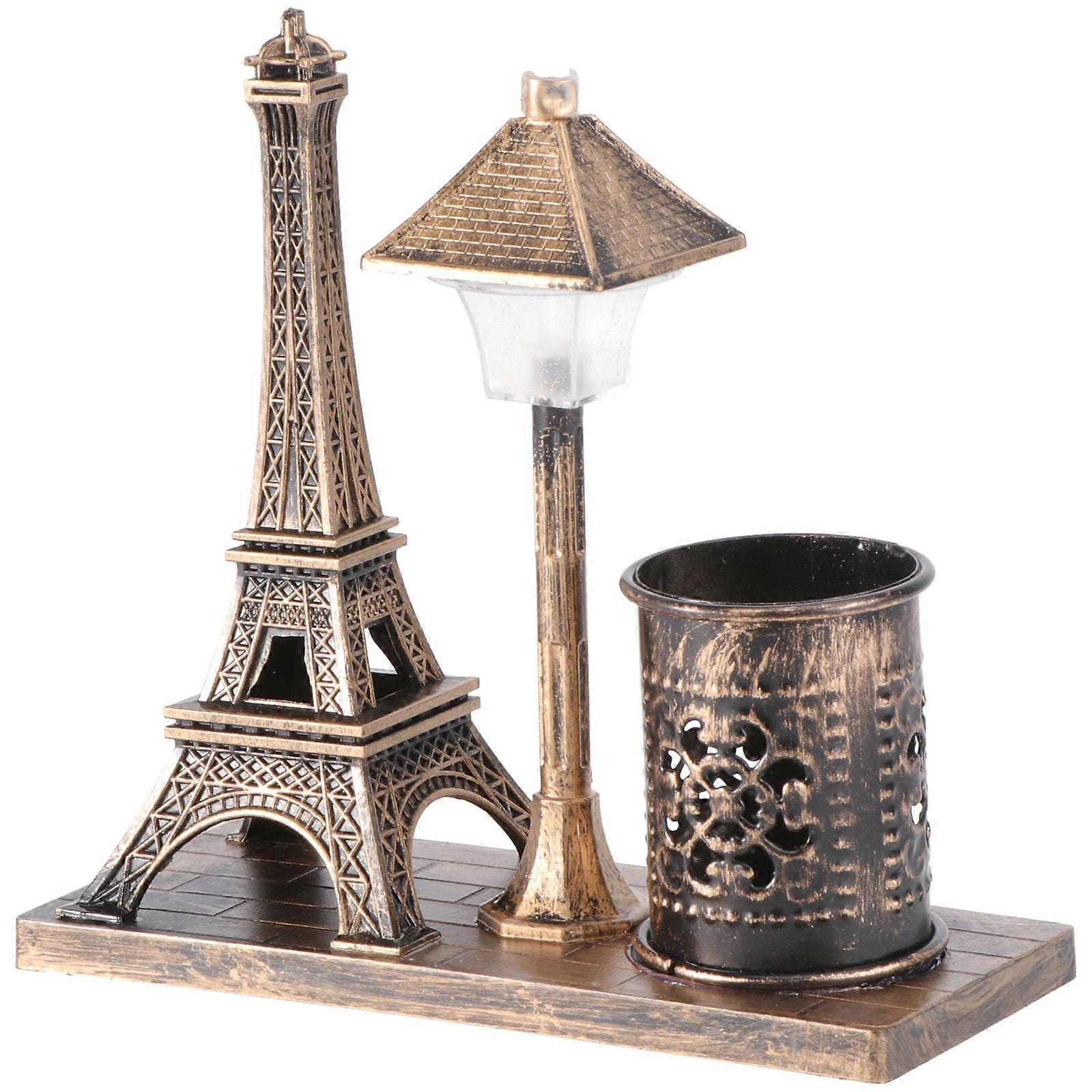 Efile Tower Decor Eiffel Tower Ornament Street Lamp Style Coffee Table Golden 16.6x13.3cm Lighting 1Pack