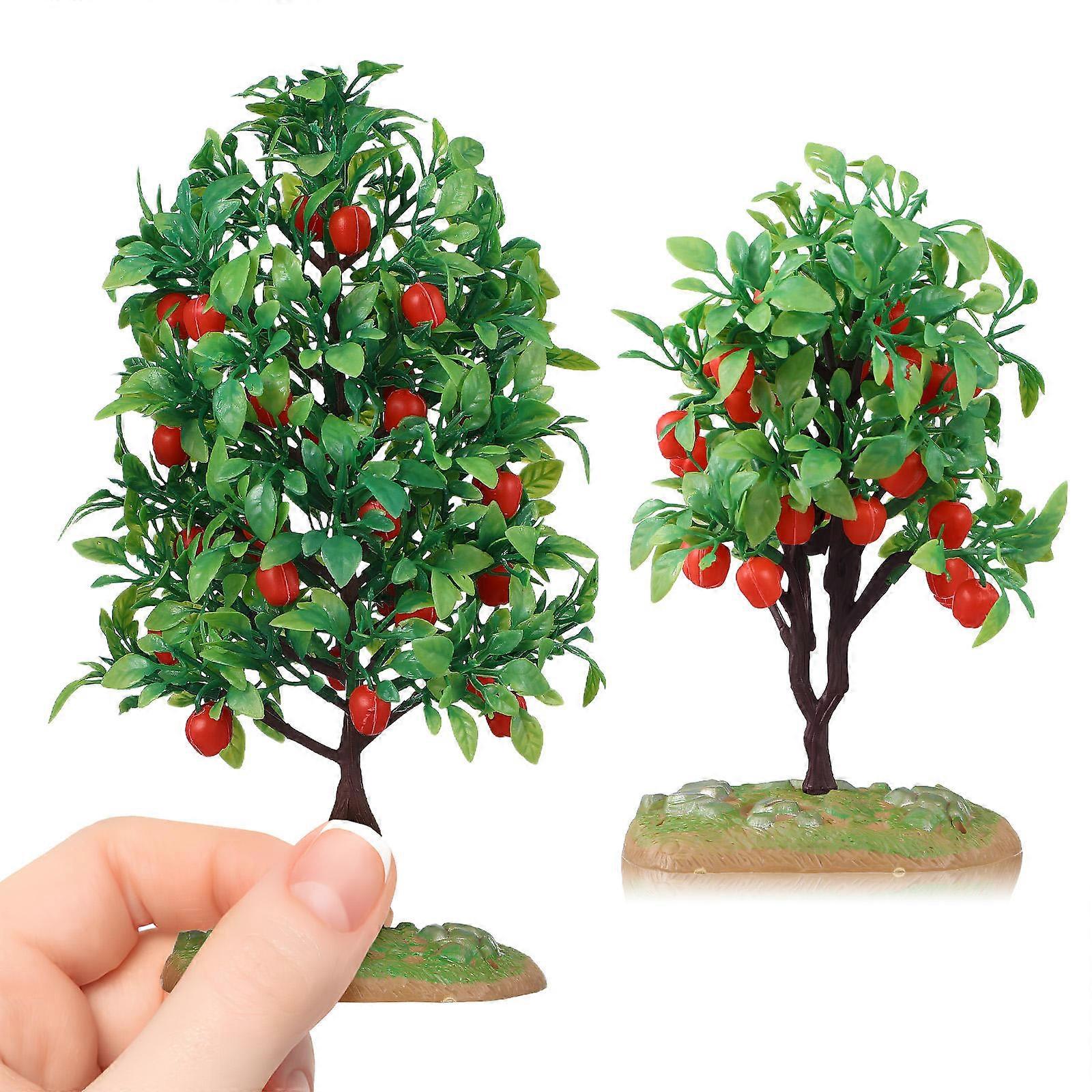 Mini Apple Trees Artificial Green Scenery Tree For Train Model Layouts 2Pcs