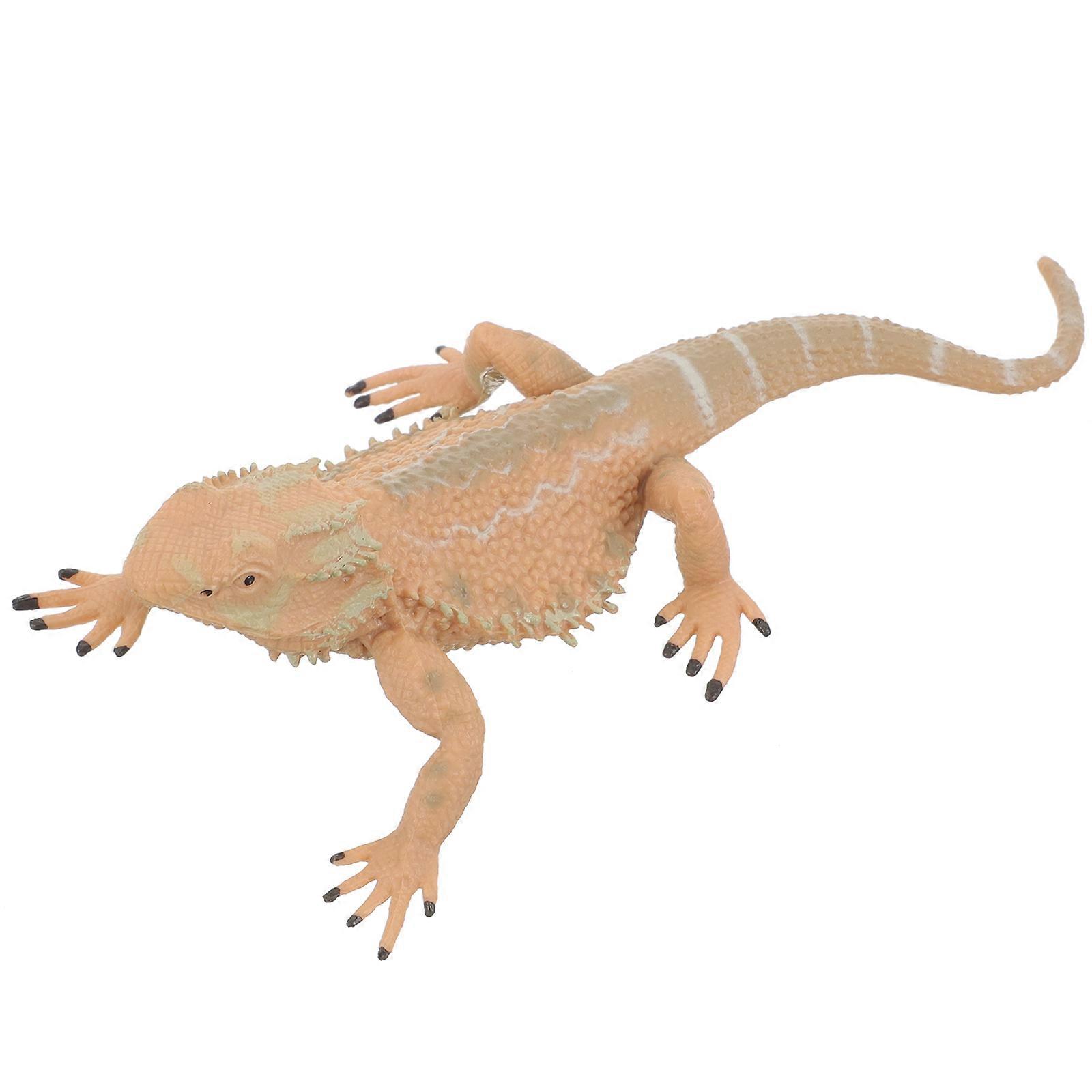 Bearded Dragon Plastic Lizard Figure Khaki Model for Decor 5Pcs
