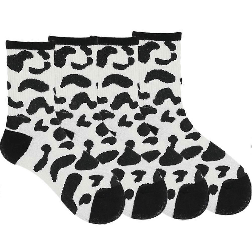 Cow Socks Middle Calf Socks for Daily Wearing 6Pairs Assorted Color Casual Wear